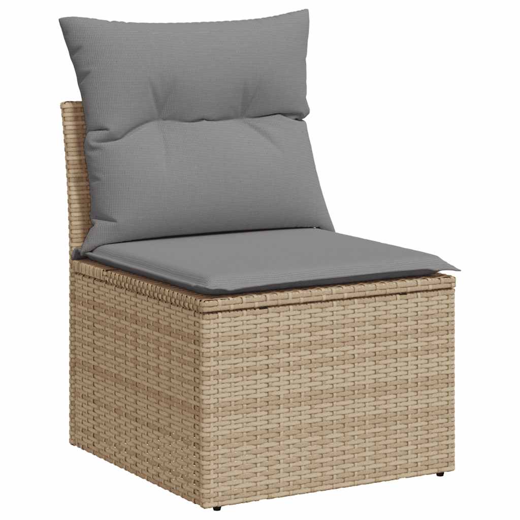 7Dílná Zahradní Sedací Souprava S Poduškami Béžová Polyratan