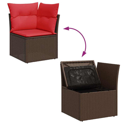 9Dílná Zahradní Sestava S Poduškami Hnědá Polyratan Akácie