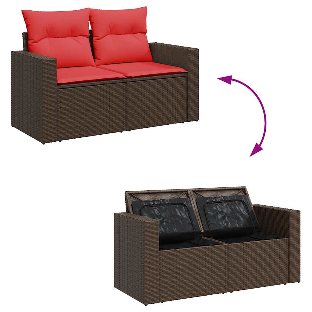 10Dílná Zahradní Sestava A S Poduškami Hnědá Polyratan Akácie