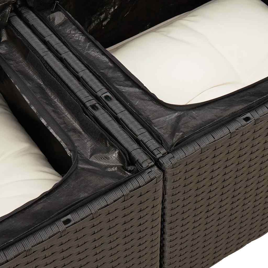 6Dílná Zahradní Sedací Souprava S Poduškami Černá Polyratan