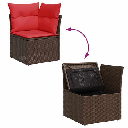 8Dílná Zahradní Sestava S Poduškami Hnědá Polyratan Akácie