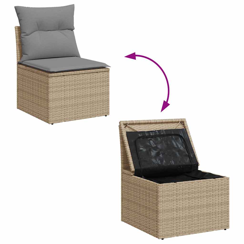 7Dílná Zahradní Sestava S Poduškami Béžová Polyratan Akácie