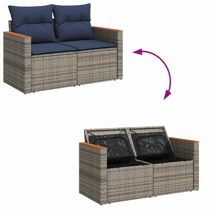 11Dílná Zahradní Sedací Souprava S Poduškami Šedá Polyratan