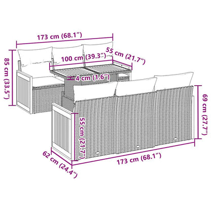 7Dílná Zahradní Sestava S Poduškami Černá Polyratan Akácie