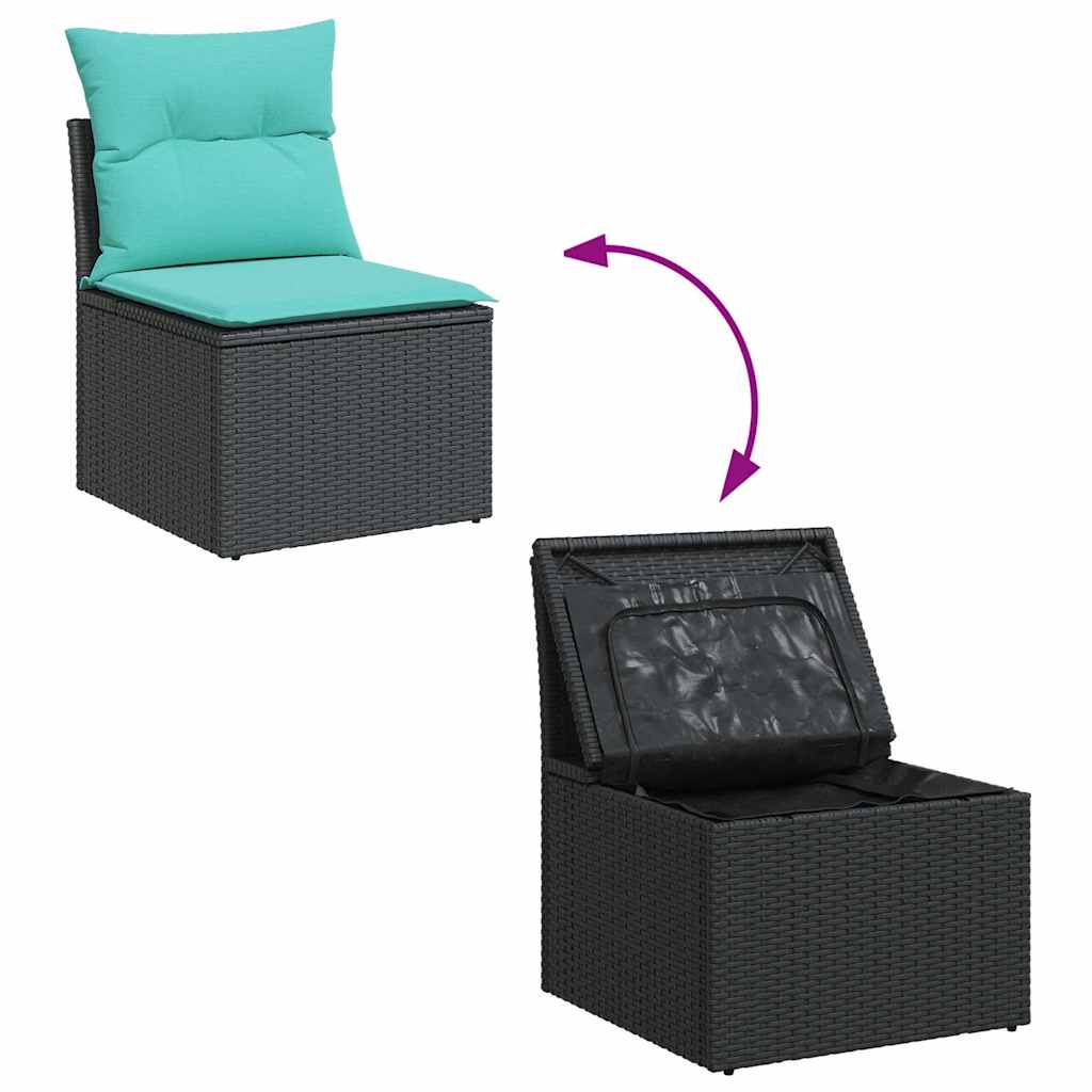 10Dílná Zahradní Sestava S Poduškami Černá Polyratan Akácie