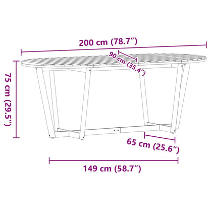 Zahradní Jídelní Stůl Oválný 200 X 90 X 75 Cm Masivní Akácie