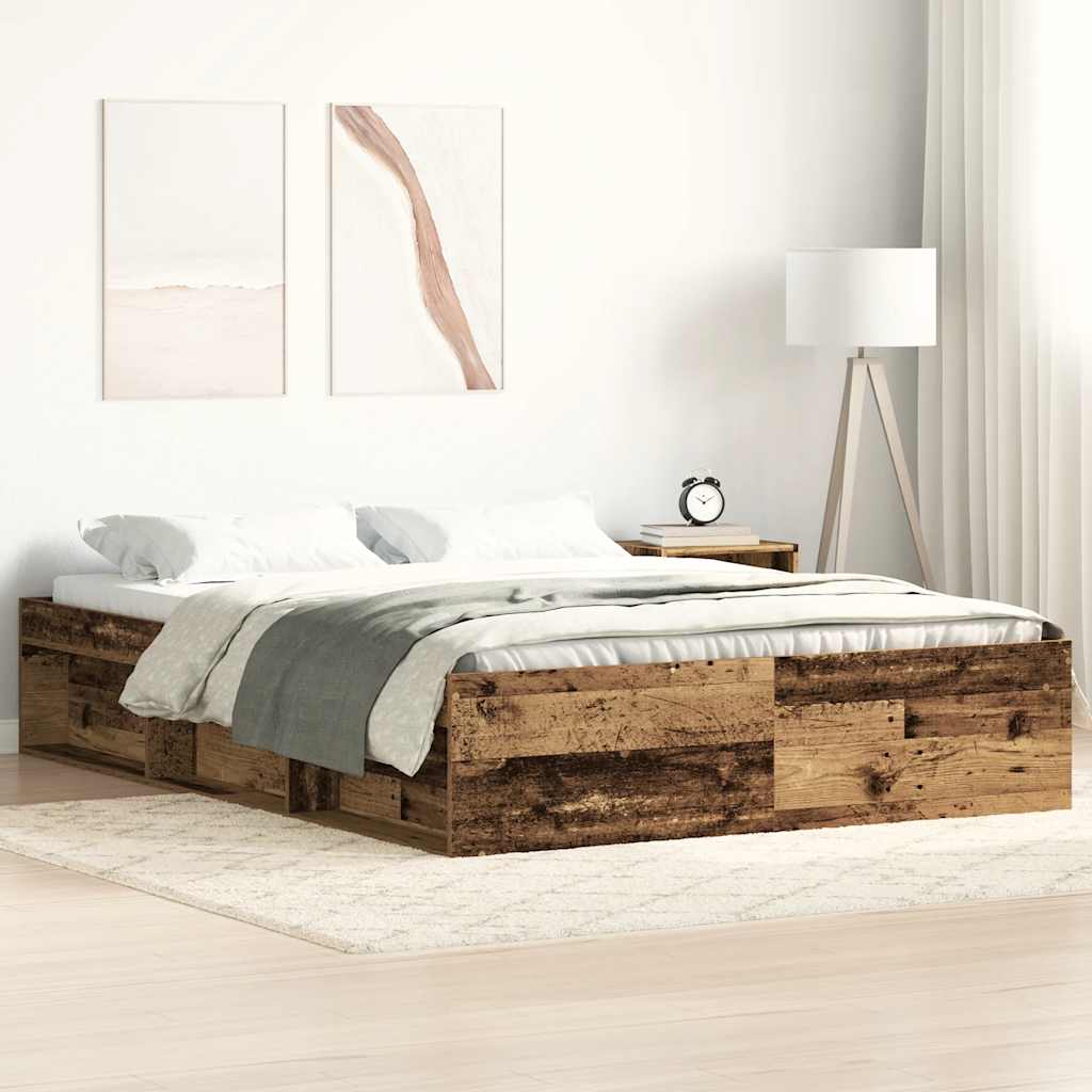 Rám Postele Bez Matrace Staré Dřevo 140X200Cm Technické Dřevo