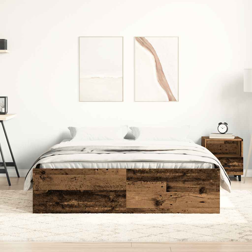 Rám Postele Bez Matrace Staré Dřevo 160X200Cm Technické Dřevo