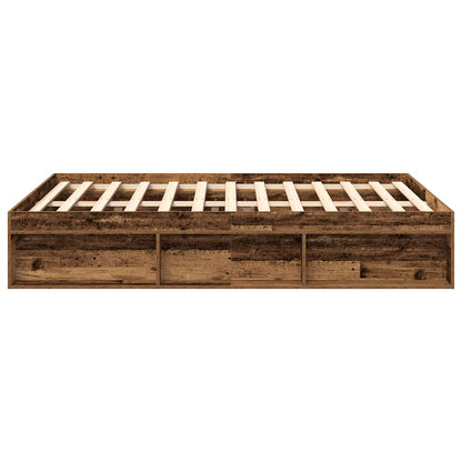 Rám Postele Bez Matrace Staré Dřevo 160X200Cm Technické Dřevo