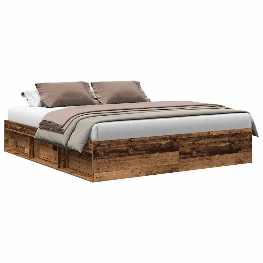 Rám Postele Bez Matrace Staré Dřevo 180X200Cm Technické Dřevo