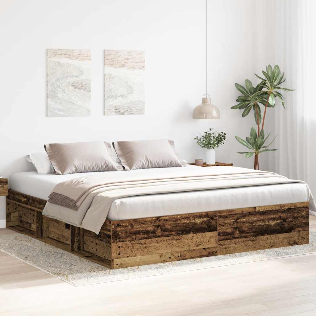 Rám Postele Bez Matrace Staré Dřevo 180X200Cm Technické Dřevo