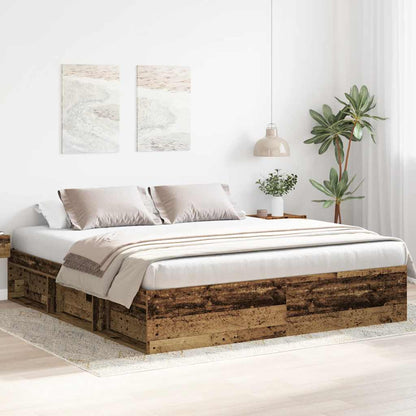 Rám Postele Bez Matrace Staré Dřevo 200X200Cm Technické Dřevo
