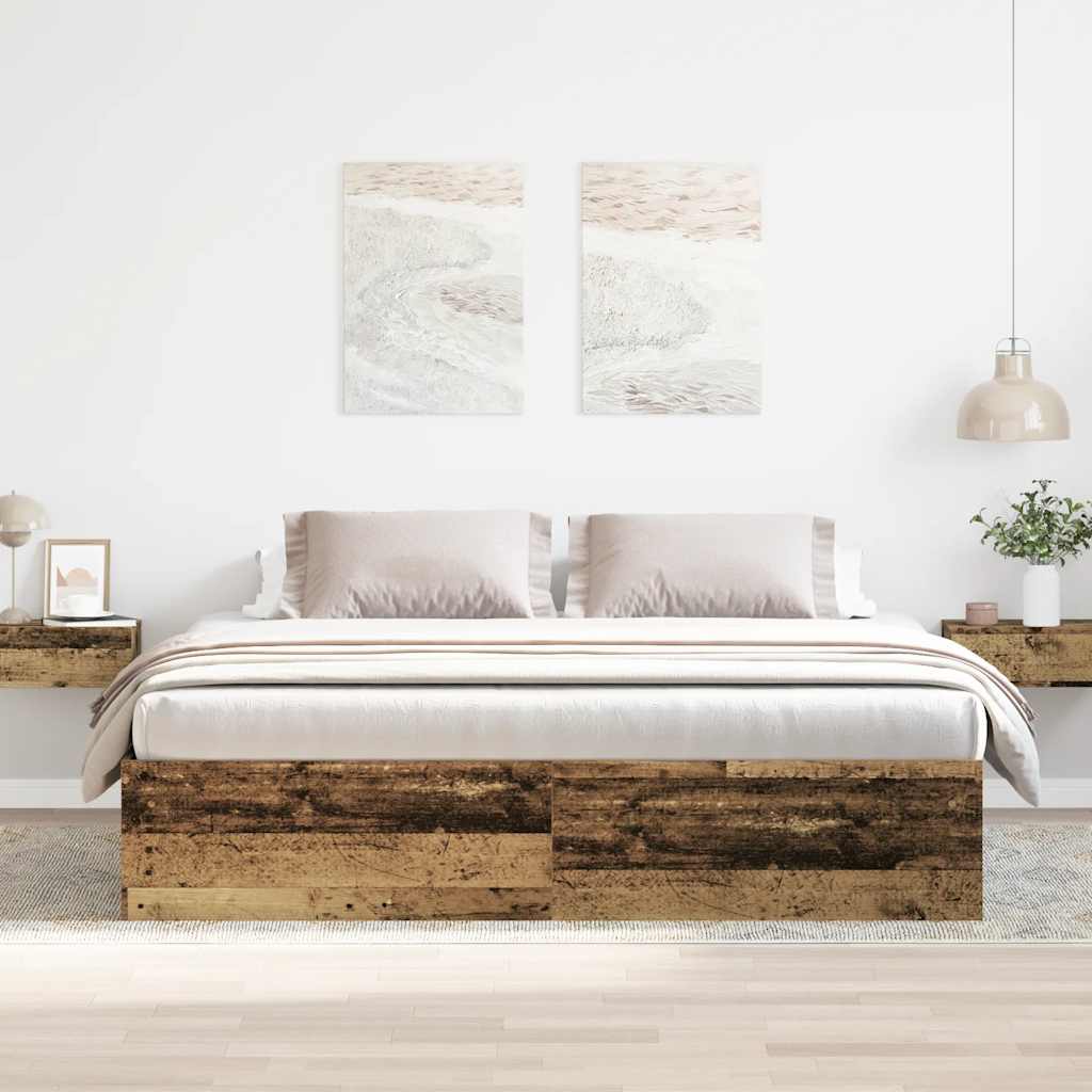 Rám Postele Bez Matrace Staré Dřevo 200X200Cm Technické Dřevo