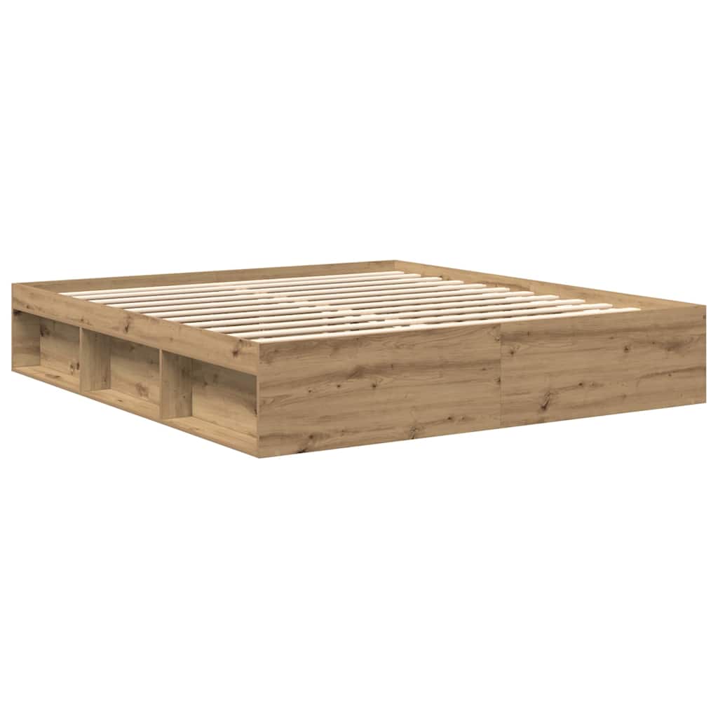 Rám Postele Bez Matrace Řemeslnický Dub Dřevěné Konstrukce