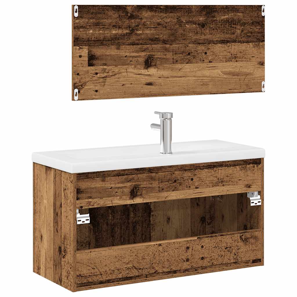 3Dílná Koupelnová Sestava Old Wood Kompozitní Dřevo