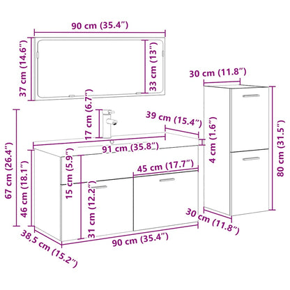 4Dílná Koupelnová Sestava Old Wood Kompozitní Dřevo Staré Dřevo