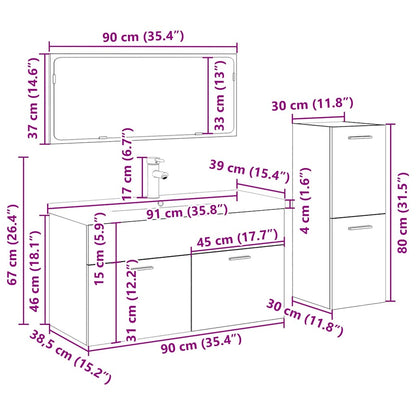 4Dílná Koupelnová Sestava Kompozitní Dřevo Dub Artisan