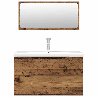 3Dílná Koupelnová Sestava Old Wood Kompozitní Dřevo Staré Dřevo