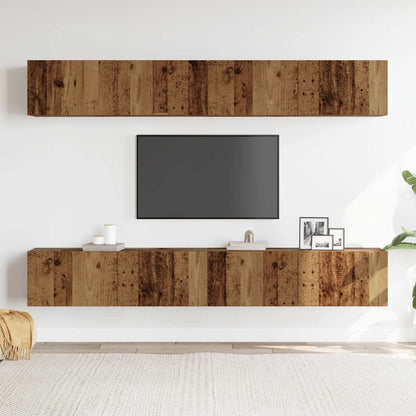 4Dílná Nástěnná Tv Skříňka Ze Starého Dřeva 100 X 30 X 30 Cm