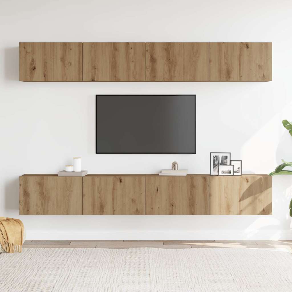 4Dílná Nástěnná Tv Skříňka Artisan Dub 100 X 30 X 30 Cm