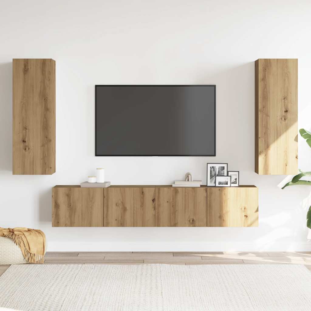 Nástěnné Tv Skříňky 4 Ks Dub Artisan Kompozitní