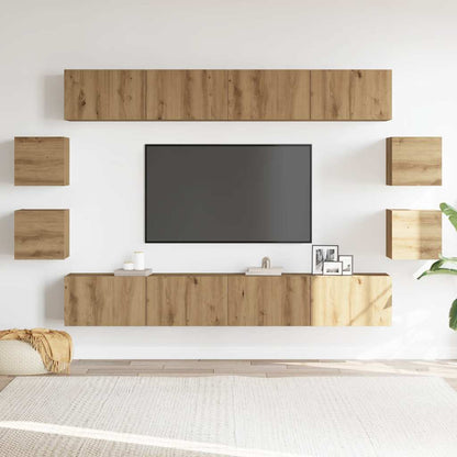 Sada 8 Kusů Nástěnné Tv Skříňka Dub Artisan Kompozitní Dřevo