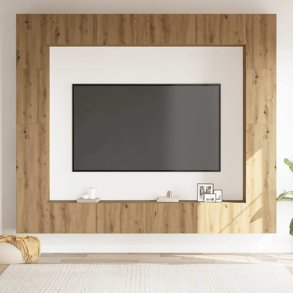 Sada 8 Kusů Nástěnné Tv Skříňka Dub Artisan Kompozitní Dřevo