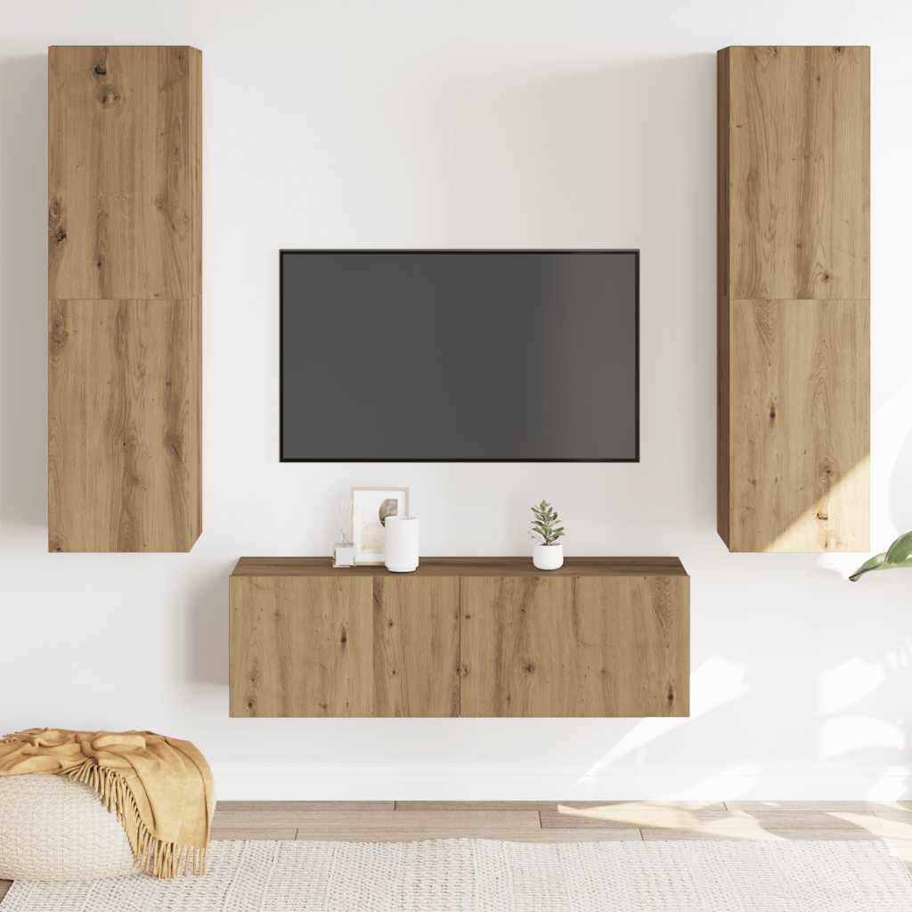 Nástěnné Tv Skříňky 3 Ks Dub Artisan Kompozitní