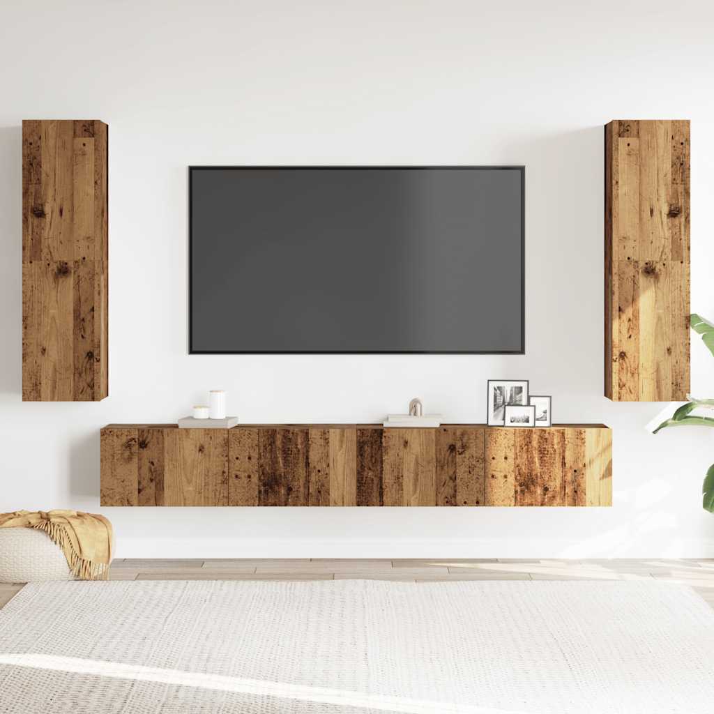 Nástěnné Tv Skříňky 4 Ks Starého Dřeva Kompozitní Dřevo