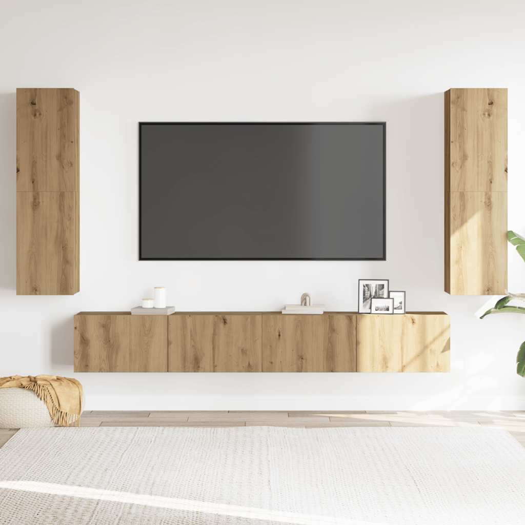 Nástěnné Tv Skříňky 4 Ks Dub Artisan Kompozitní