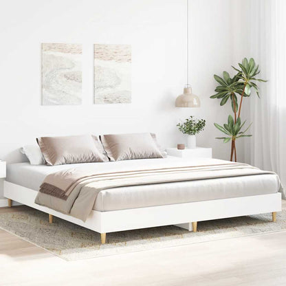 Rám Postele Bez Matrace Bílý 180X200Cm Dřevěné Konstrukce