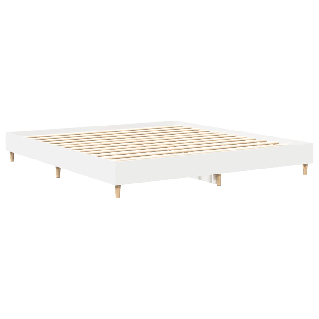 Rám Postele Bez Matrace Bílý 180X200Cm Dřevěné Konstrukce