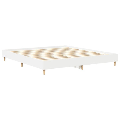 Rám Postele Bez Matrace Bílý 180X200Cm Dřevěné Konstrukce