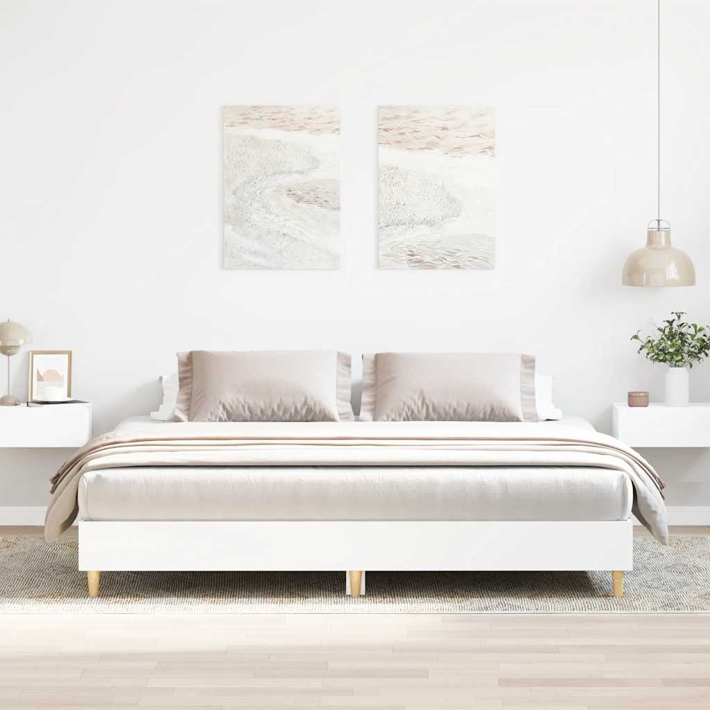 Rám Postele Bez Matrace Bílý 180X200Cm Dřevěné Konstrukce
