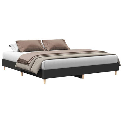 Rám Postele Bez Matrace Černý 180X200Cm Dřevěné Konstrukce