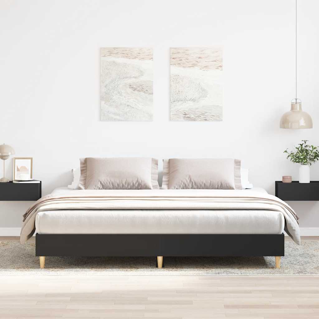 Rám Postele Bez Matrace Černý 180X200Cm Dřevěné Konstrukce