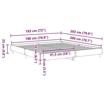 Rám Postele Bez Matrace Kouřový Dub 180X200Cm Kompozitní Dřevo