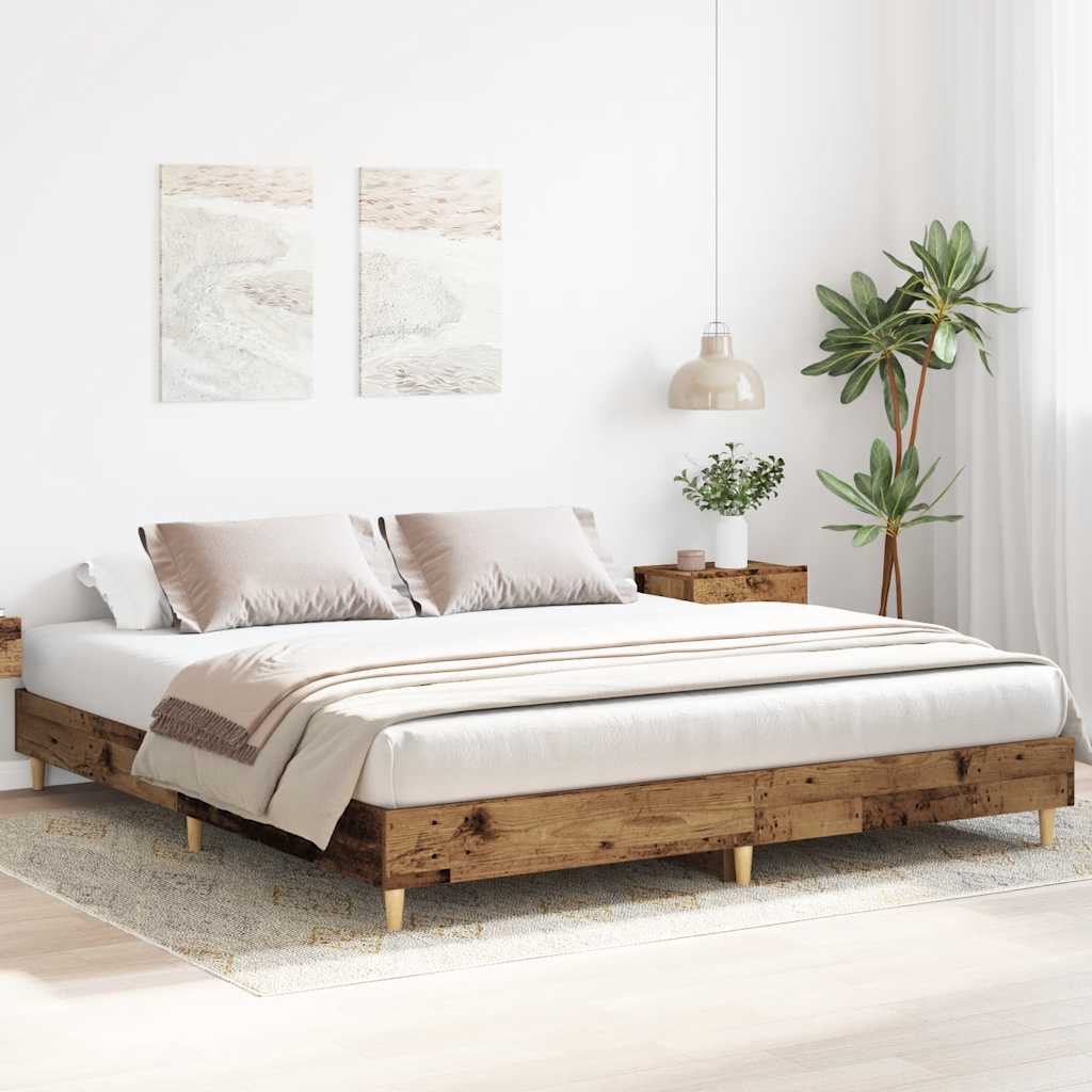 Rám Postele Bez Matrace Staré Dřevo 180X200Cm Technické Dřevo