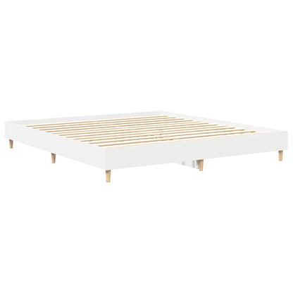 Rám Postele Bez Matrace Bílý 160X200Cm Dřevěné Konstrukce