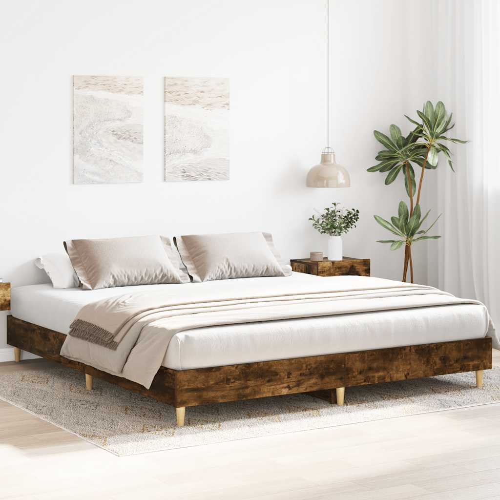 Rám Postele Bez Matrace Kouřový Dub 160X200Cm Kompozitní Dřevo