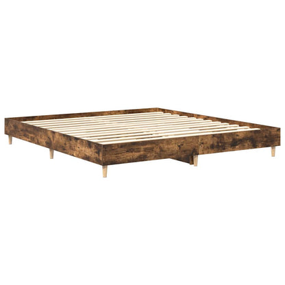 Rám Postele Bez Matrace Kouřový Dub 160X200Cm Kompozitní Dřevo