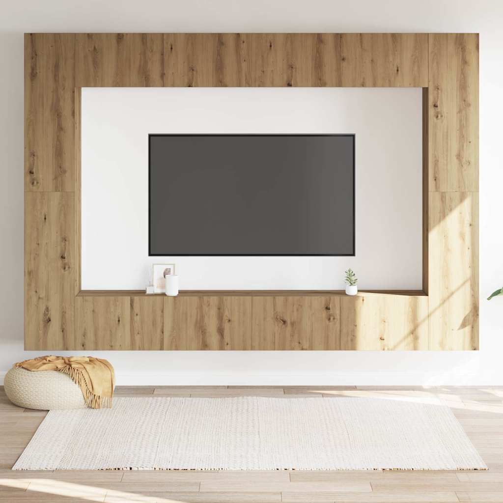 Sada 8 Kusů Nástěnné Tv Skříňka Dub Artisan Kompozitní Dřevo