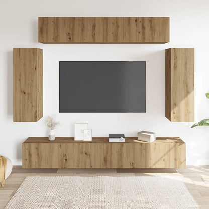 Sada 6 Kusů Nástěnné Tv Skříňka Dub Artisan Kompozitní Dřevo