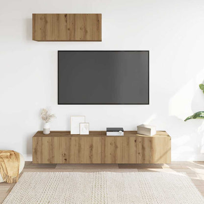 Sada 3 Kusů Nástěnné Tv Skříňka Dub Artisan Kompozitní Dřevo