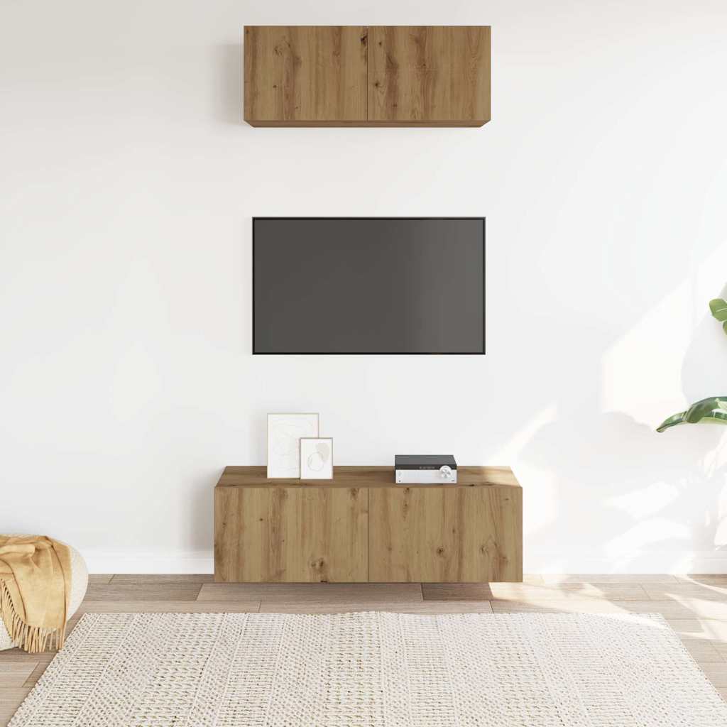 Sada 2 Kusů Nástěnné Tv Skříňka Dub Artisan Kompozitní Dřevo