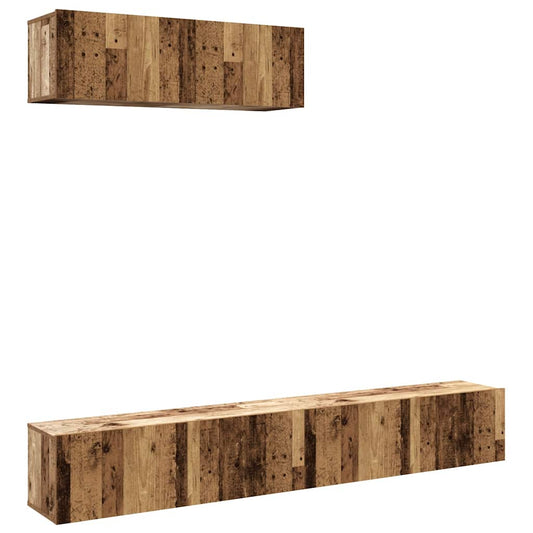 Nástěnné Tv Skříňky 4 Ks Starého Dřeva 100X30X30 Cm Kompozit