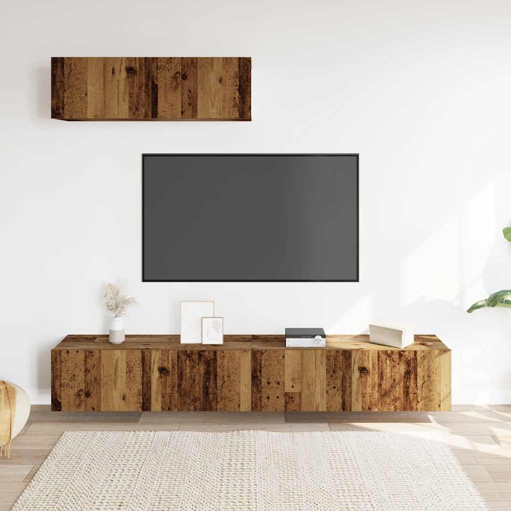 Nástěnné Tv Skříňky 4 Ks Starého Dřeva 100X30X30 Cm Kompozit