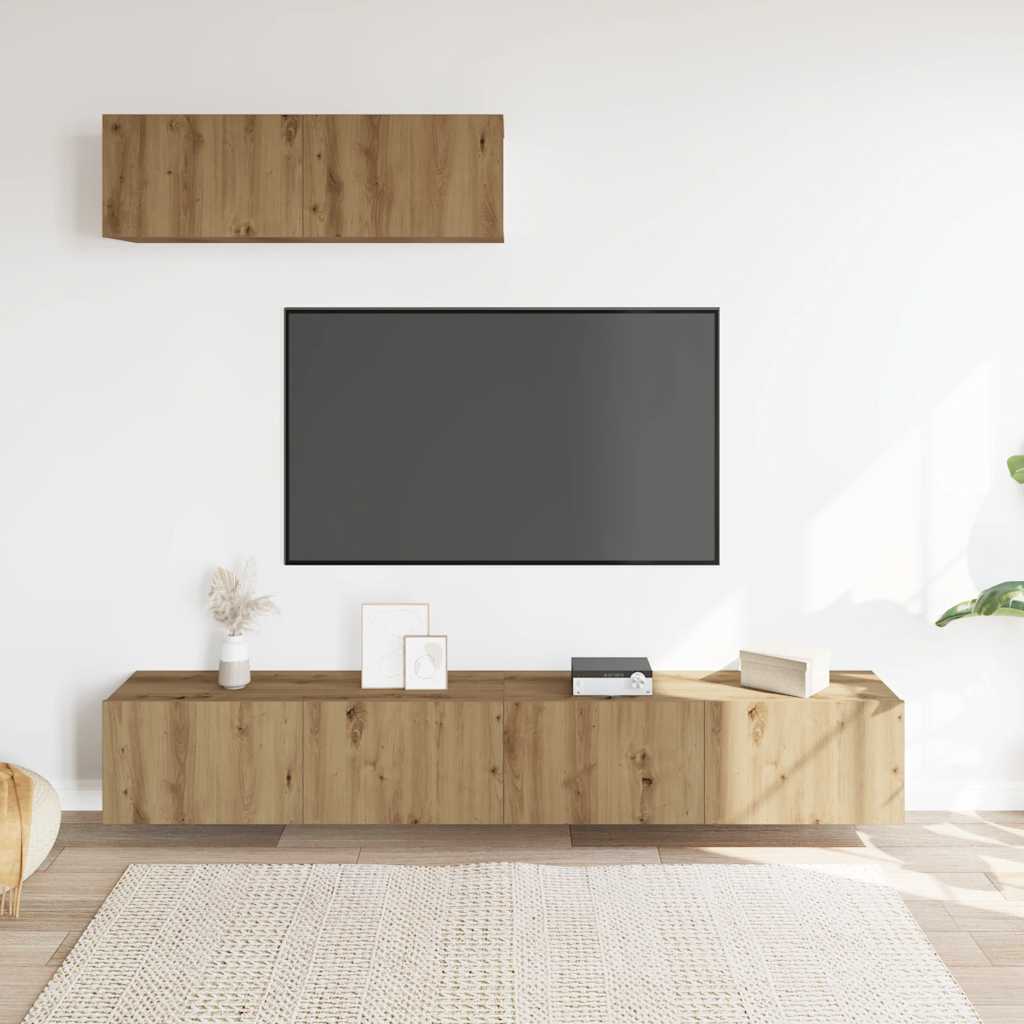 Nástěnné Tv Skříňky 4 Ks Dub Artisan 100X30X30 Cm Kompozit