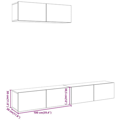 Nástěnné Tv Skříňky 4 Ks Dub Artisan 100X30X30 Cm Kompozit