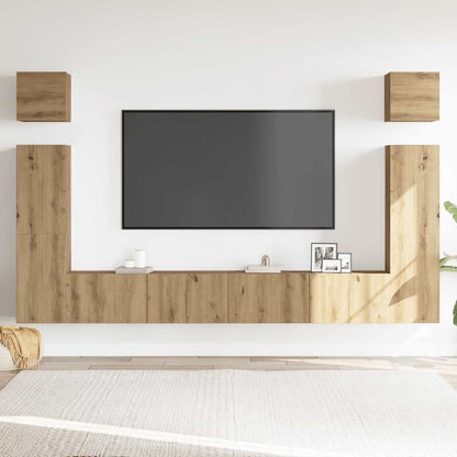 Sada 6 Kusů Nástěnné Tv Skříňka Dub Artisan Kompozitní Dřevo